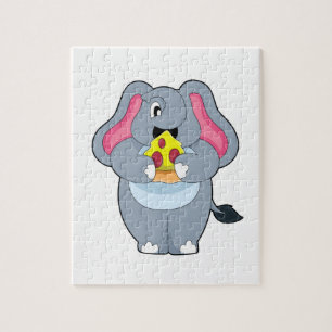 Quebra-cabeça Elefante com Pizza