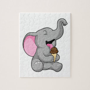 Quebra-cabeça Elefante com sorvete de Waffle Chocolate