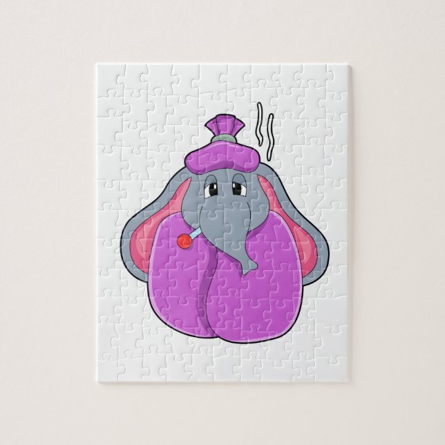 Quebra-cabeça Elefante com termômetro de febre (Vertical)