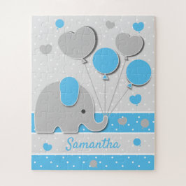 Quebra-cabeça Elefante De Bebê Azul E Bonito