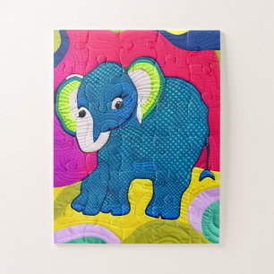 Quebra-cabeça Elefante De Bebê Azul E Bonito - Design