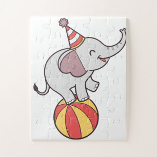 Quebra-cabeça Elefante de Circo Cento na Bola - Festa de anivers