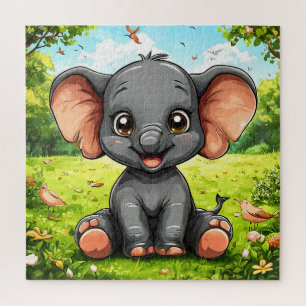 Quebra-cabeça Elefante de Desenho Animado Adorável