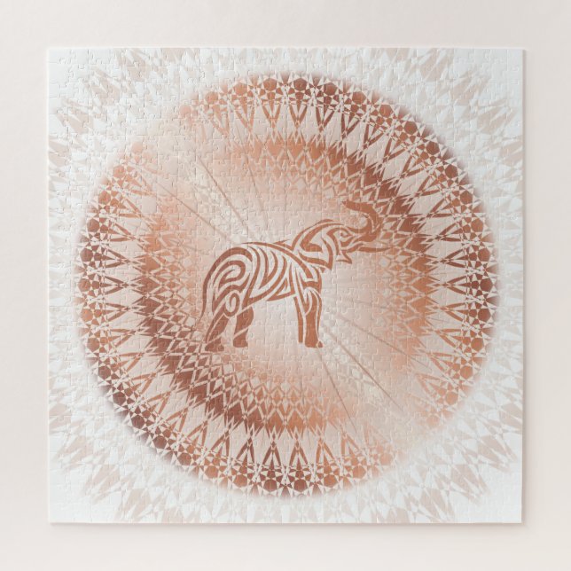 Quebra-cabeça Elefante de Mandala Dourado rosa (Vertical)
