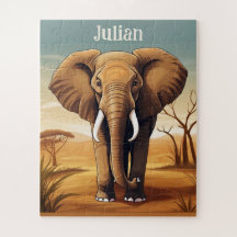 Elefante do pôr do sol de Savanna