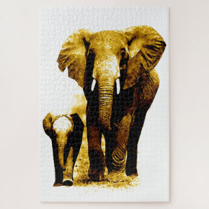 Quebra-cabeça Elefante e Bebê - Arte de Animais