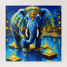 Quebra-cabeça Elefante Real em Azul