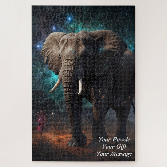 Quebra-cabeça Elefante sob um céu estrelado (Vertical)