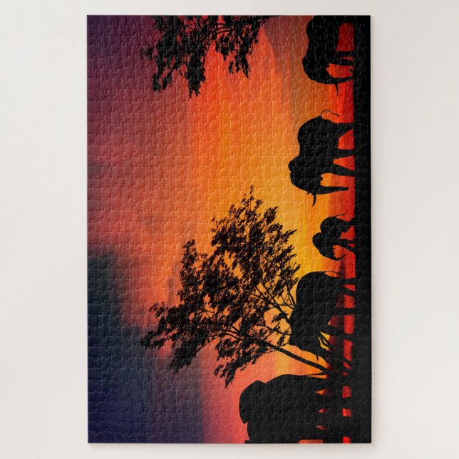 Quebra-cabeça Elefantes Africanos nas Planícies de Serengeti (Vertical)