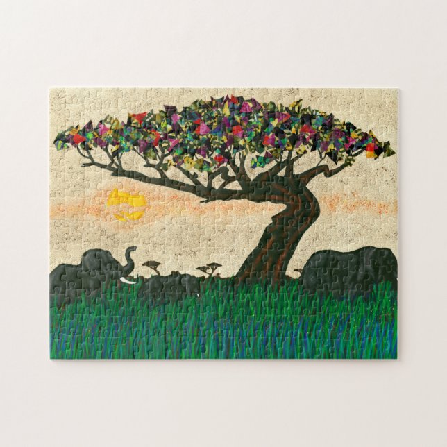 Quebra-cabeça Elefantes nos Planes da África (Horizontal)