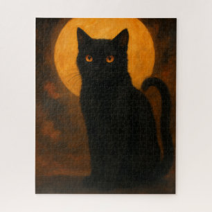Quebra-cabeça Elegância Assustadora Gato Preto do Dia das Bruxas