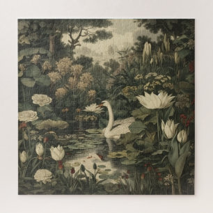 Quebra-cabeça Elegância Botânica - Cisne na Floresta