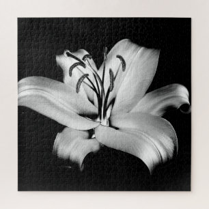 Quebra-cabeça Elegância Floral Monocromática.