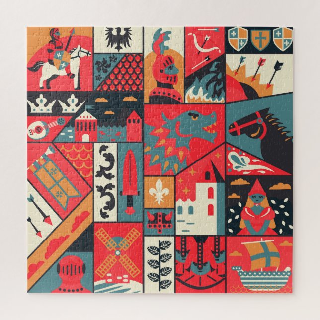 Quebra-cabeça Elegância medieval: Design de padrão sem costura (Vertical)