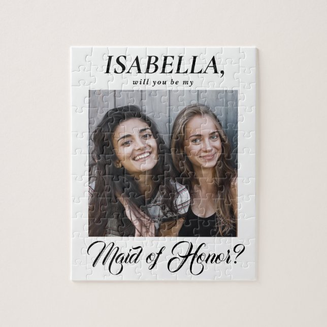 Quebra-cabeça Elegant Calligraphy Maid of Honor Proposal Photo (Vertical)