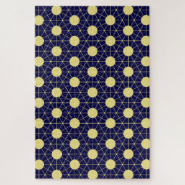 Quebra-cabeça Elegant Navy and Gold Geometric Tile Pattern
