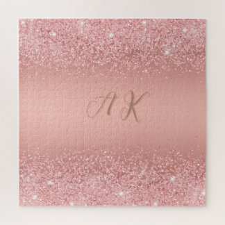 Quebra-cabeça Elegant Rose Gold Luxe Shimmer Monogram