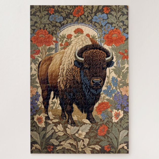 Quebra-cabeça Elegante Bison William Morris Inspirou (Vertical)