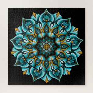 Quebra-cabeça Elegante Blue Mandala Sacred Geometry Boho Zen
