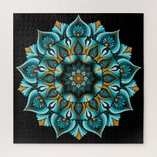 Quebra-cabeça Elegante Blue Mandala | Sacred Geometry Boho | Zen