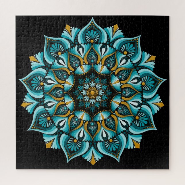 Quebra-cabeça Elegante Blue Mandala | Sacred Geometry Boho | Zen (Vertical)
