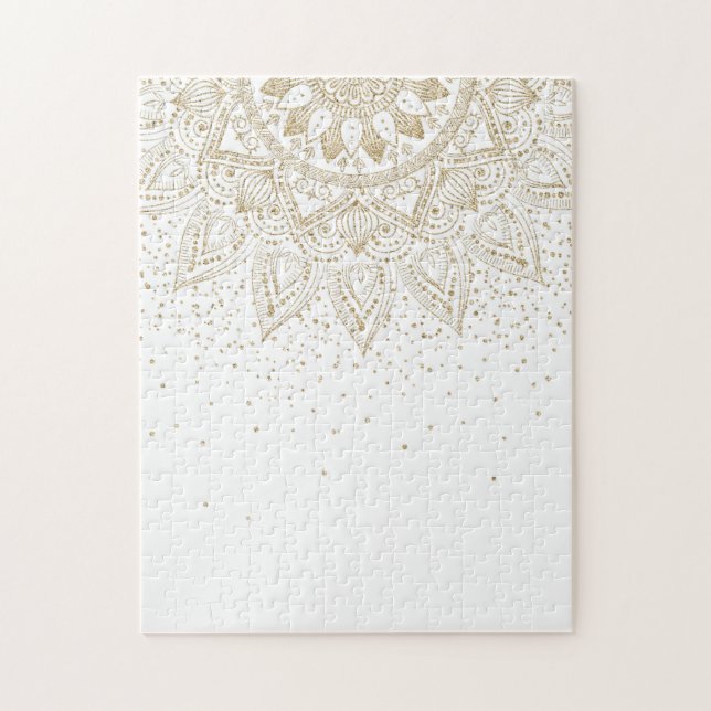 Quebra-cabeça Elegante Dourado Mandala Dots Design (Vertical)