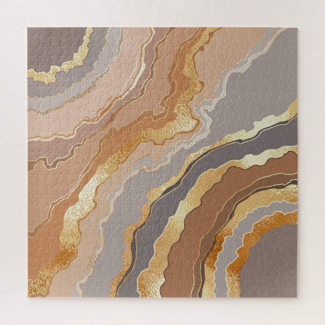 Quebra-cabeça Elegante Dourado Marble: Fundo Estilizado. (Vertical)