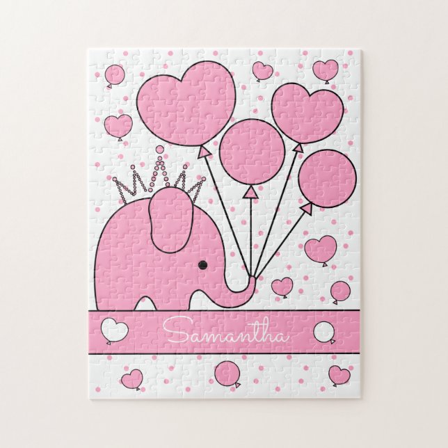 Quebra-cabeça Elegante Elefante Rosa Bebê (Vertical)