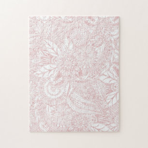 Quebra-cabeça Elegante faux rosa gold floral mandala design