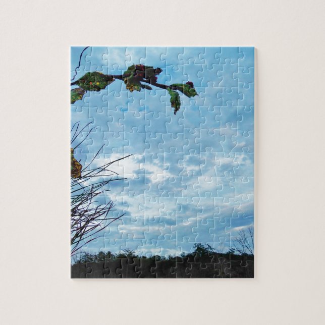 Quebra-cabeça Elegante Holly Christmas, céu azul (Vertical)