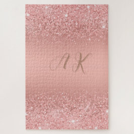 Quebra-cabeça Elegante Monograma Luxuoso com Brilho em Dourado R