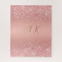 Quebra-cabeça Elegante Monograma Luxuoso com Brilho em Rose Gold