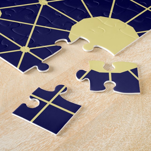 Quebra-cabeça Elegante Padrão de Azulejos Geométricos Azul-Navy  (Lateral)