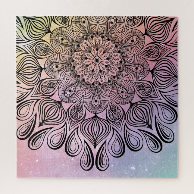 Quebra-cabeça Elegante Pastel Mandala Trippy Psychedelic Hippie (Vertical)