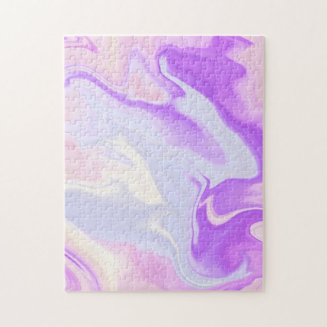 Quebra-cabeça Elegante Roxo Azul Branco Abstrato Aquarela (Vertical)