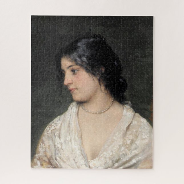 Quebra-cabeça Elegante Senhora Italiana com Colar de Pérolas (Vertical)