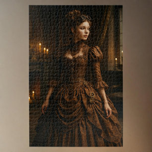 Quebra-cabeça Elegante Steampunk Victorian Lady em Brown