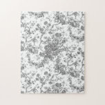 Quebra-cabeça Elegante Vintage Cinzas Florais De Banho, Francesa<br><div class="desc">Cinzas elegantes e ornamentados e patamares brancos de madeira de joias, com flores exóticas, videiras e folhagem entrelaçadas com terras e cestos de rosas. Este padrão foi adaptado de um fragmento histórico têxtil francês cerca de 1910 na coleção Smithsonian. O padrão é de alta resolução, mas não pode ser marcado....</div>