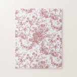 Quebra-cabeça Elegante Vintage Francês Gravado Floral Toile-Pink<br><div class="desc">Padrão elegante,  ornamentado,  cor-de-rosa e branco vintage toile de jouy,  com flores exóticas,  vinhas e folhagem interligadas com terras e cestos de rosas. Este padrão foi adaptado de um fragmento histórico têxtil francês cerca de 1910 na coleção Smithsonian. O padrão é de alta resolução,  mas não pode ser marcado.</div>