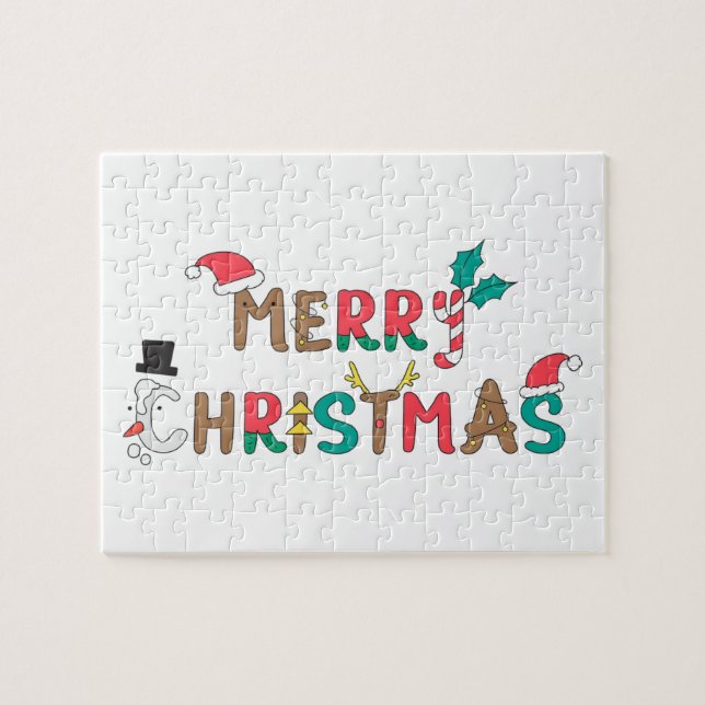 Quebra-cabeça Elemento de palavra Feliz Natal (Horizontal)