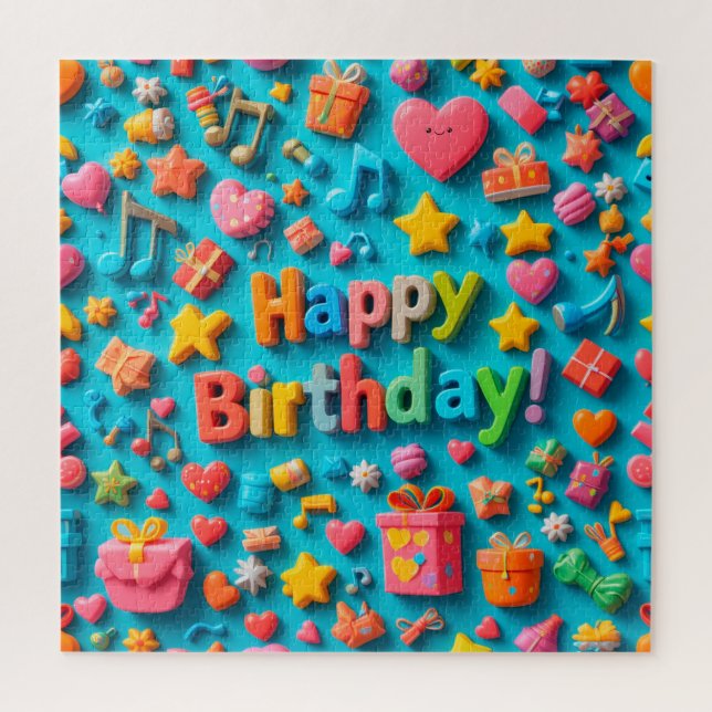 Quebra-cabeça Elementos Coloridos da Celebração de Aniversário (Vertical)