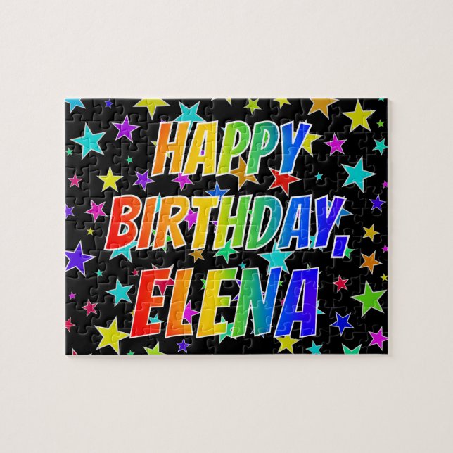 Quebra-cabeça "ELENA" Primeiro Nome, Diversão "FELIZ ANIVERSÁRIO (Horizontal)