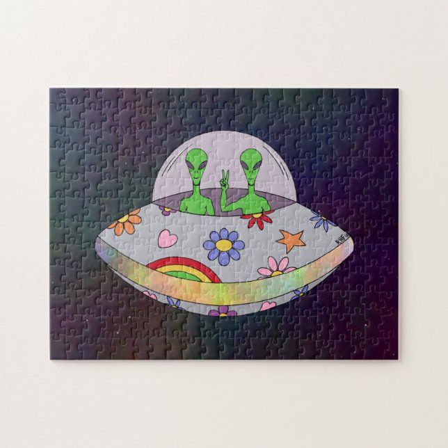 Quebra-cabeça Eles vêm em Peace UFO (Horizontal)