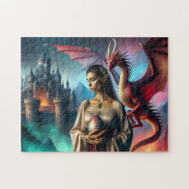 Quebra-cabeça Elf segurando um ovo dragão