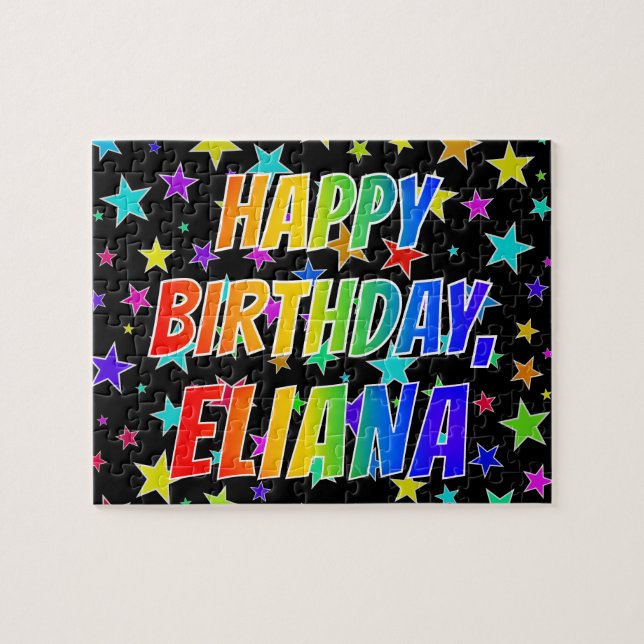 Quebra-cabeça "ELIANA" Primeiro Nome, Diversão "FELIZ ANIVERSÁRI (Horizontal)