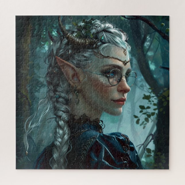 Quebra-cabeça Elven Mulher com Chifres e Óculos (Vertical)