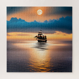 Quebra-cabeça Embarcação Clipper No Oceano Luar