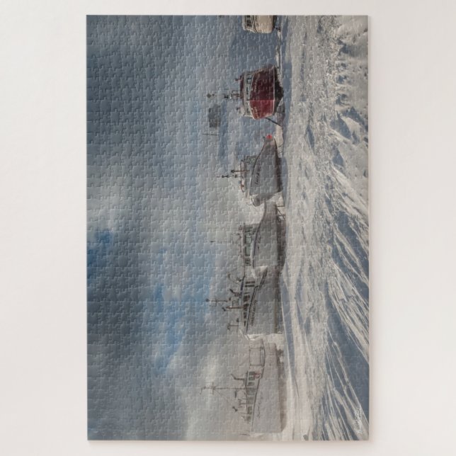 Quebra-cabeça embarcações de pesca na neve (Vertical)