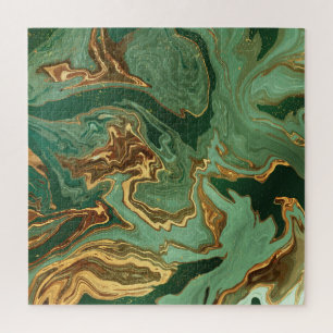 Quebra-cabeça Emerald Elegance: Dourado Luxo Marble