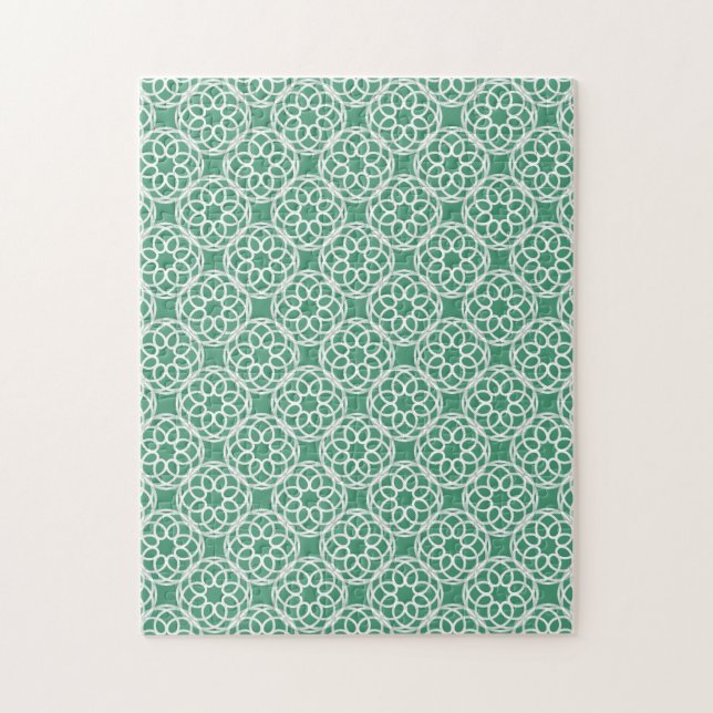 Quebra-cabeça Emerald Green White - Padrão geométrico sem costur (Vertical)